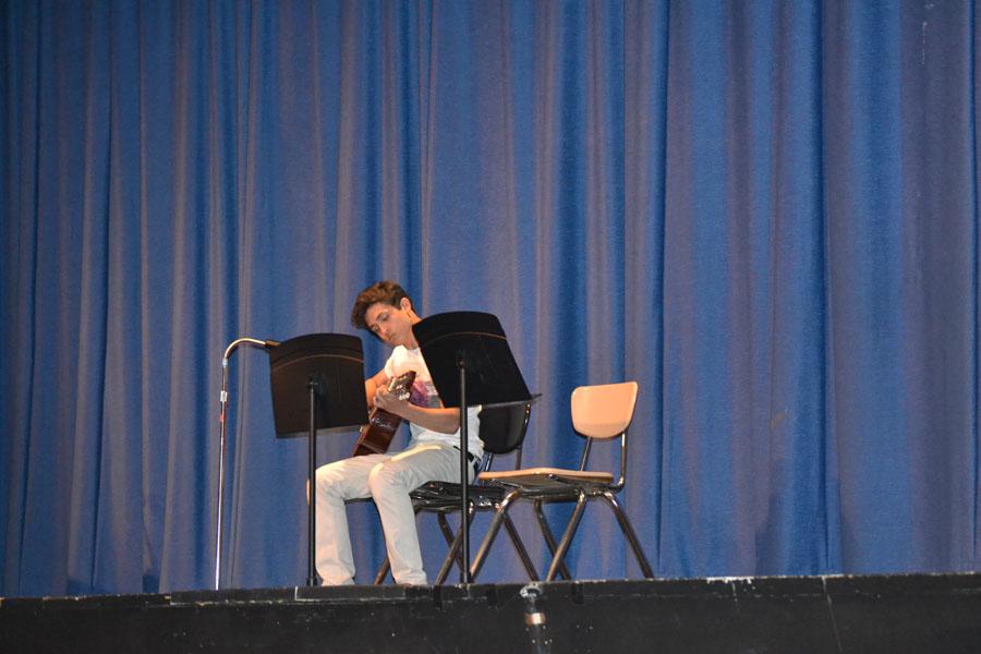 Sophomore Nick Kilby playing an original song titled Project.