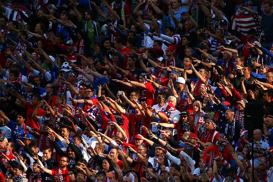 USA fans cheer during the Copa America quarterfinal match against Ecuador at CenturyLink Field in Seattle on Thursday, June 16, 2016. USA advanced, 2-1. (Sy Bean/Seattle Times/TNS)