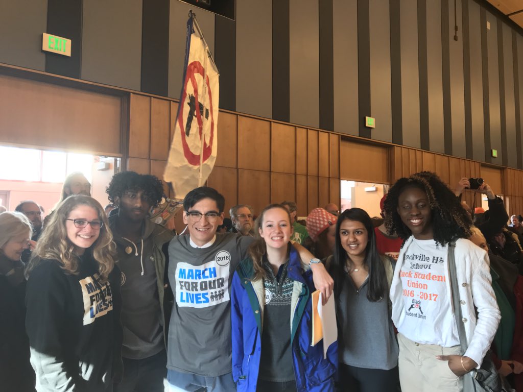 Debesai and other Montgomery County student activists at a March For Our Lives pre-rally hosted by Congressman Jamie Raskin on March 24th.