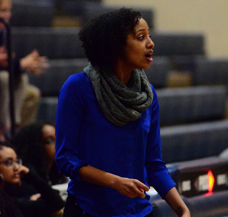 Tesfamikael as her JV Boys Basketball team faces Walt Whitman (2018). 