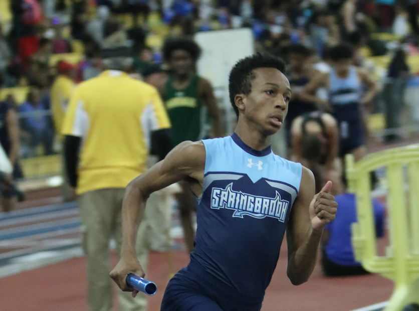 Junior David Livingstone competes in a 2019 winter track meet. 