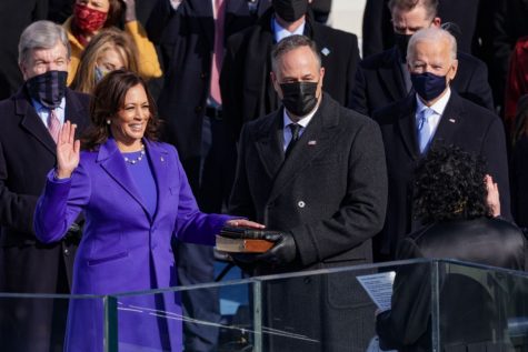 Kamala Harris is sworn as U.S. Vice President on January 20, 2021 in Washington, DC. (Photo by Alex Wong/Getty Images)